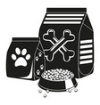 black and white pet food silhouette vector image vector image