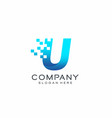 letter u pixel logo technology and digital vector image