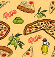 seamless pattern with pizza and olives design vector image