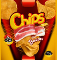 potato chips bacon flavor design packaging 3d vector image vector image