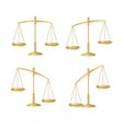 gold justice scales set isolated on white vector image