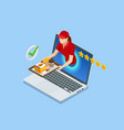 isometric fast food delivery app on a smartphone vector image