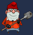 cartoon bearded gnome in a red cap stands vector image vector image