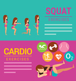 squat and cardio exercises banner vector image vector image