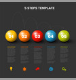 minimalistic dark five steps template with color vector image vector image