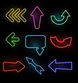 arrows neon light direction arrow bright frames vector image