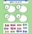 telling time clock face educational task vector image