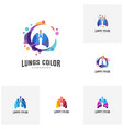set of lungs with colorful logo health lungs vector image vector image