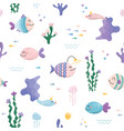 sealife cartoon seamless pattern cute fish vector image
