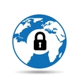 globe world icon padlock security design vector image