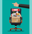 leather chair with fired word plate vector image vector image
