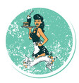 distressed sticker tattoo style icon a pinup vector image vector image