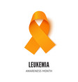 leukemia cancer awareness ribbon vector image
