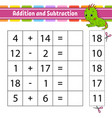addition and subtraction task for kids education vector image