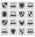 black icon shield icons set vector image