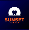 sunset sunrise dent tooth dental logo design vector image