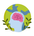 world mental health day profile head brain planet vector image vector image