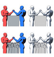 arm wrestling strong bald bodybuilder man vector image vector image
