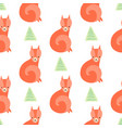 cute fox with trees seamless pattern on white vector image