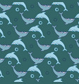 hand drawn seamless pattern with dolphins vector image vector image