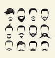 set of monochrome icons hairstyle and beards vector image vector image