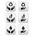 hands with green ecology symbols icons set vector image vector image
