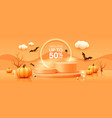 happy halloween orange three overlapping podiums vector image vector image