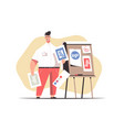man worker presenting samples on meeting vector image