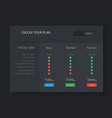 pricing table vector image