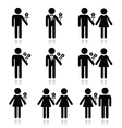 man with flower woman and couples icons set vector image