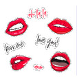 lips stickers fashion glamour pink sexy vector image