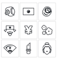 set of japan icons sport national flag vector image vector image