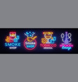 cigarette shop logo collection neon smoke vector image