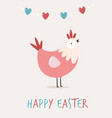 easter poster with cute chickens funny hen vector image