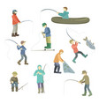 fishermen spend time fishing fish in a boat vector image