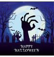 happy halloween horror night bat zombie hand moon vector image