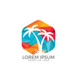 tropical beach and palm tree logo design vector image