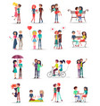 dating of couples in love collection on white vector image