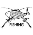 fish and fishing rods vector image vector image