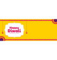 happy diwali web banner in yellow color vector image vector image