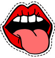red lips and tongue stick out sticker or icon vector image