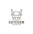 head cute cow yak line logo design graphic symbol vector image