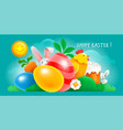 happy easter greeting card with symbols vector image vector image