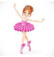 Graceful Ballerina Girl Dancing In Blue Dress Vector Image