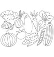 vegetables cartoon set icons coloring book vector image