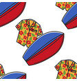 hawaiian shirt and surfboard seamless pattern vector image vector image