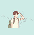 man with backpack search way vector image