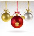 decorative christmas balls with stylized pig face vector image