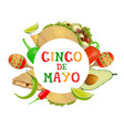 cinco de mayo fiesta tacos tequila and maracas vector image vector image