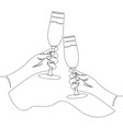 continuous line hands cheering with glasses vector image